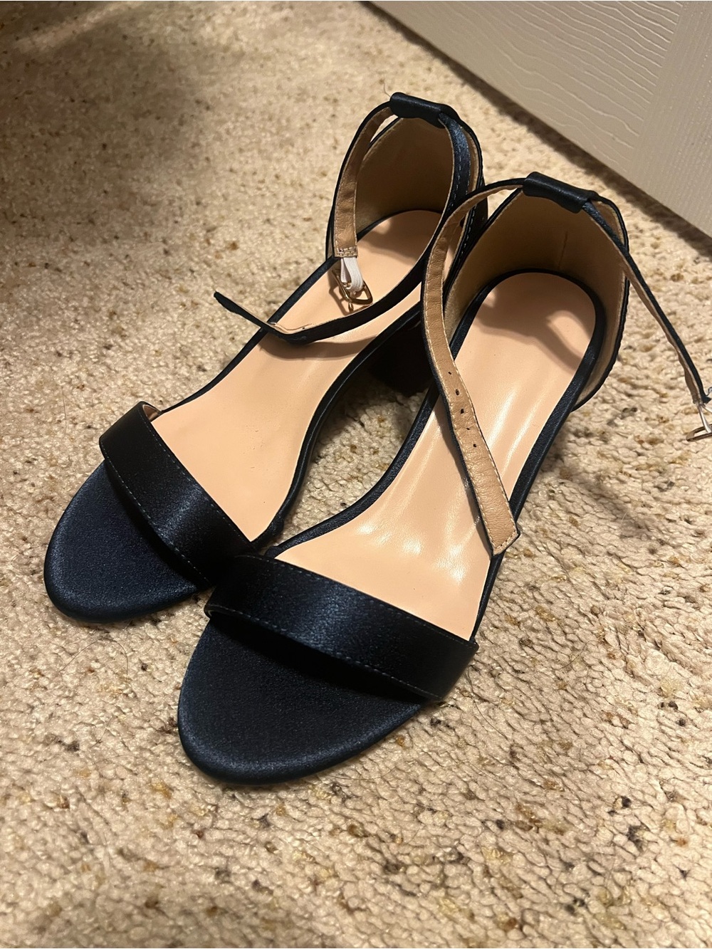 Azazie Metallic Satin One Strap Buckle Heel